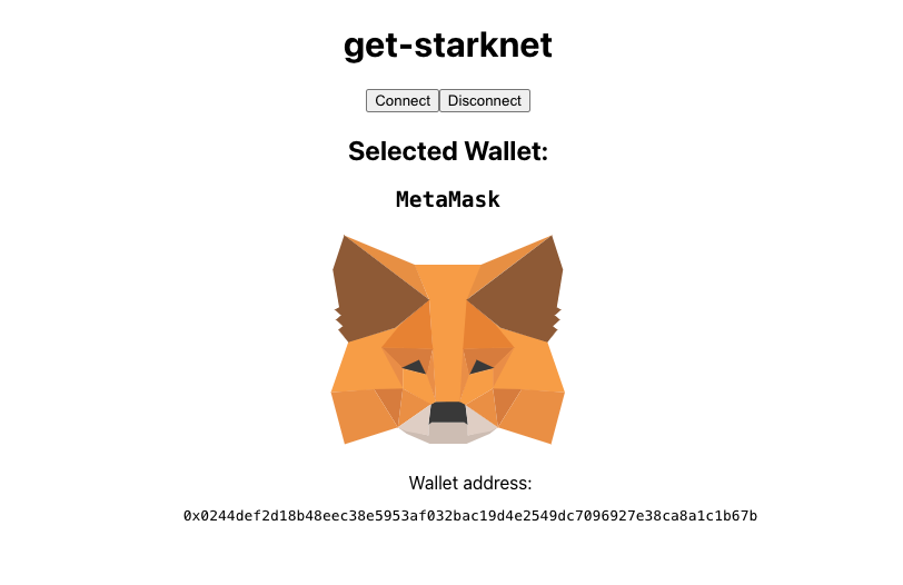 Starknet dapp connected